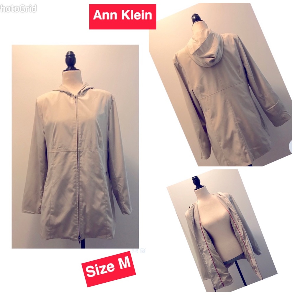 Ann Klein Hooded coat double zipper medium